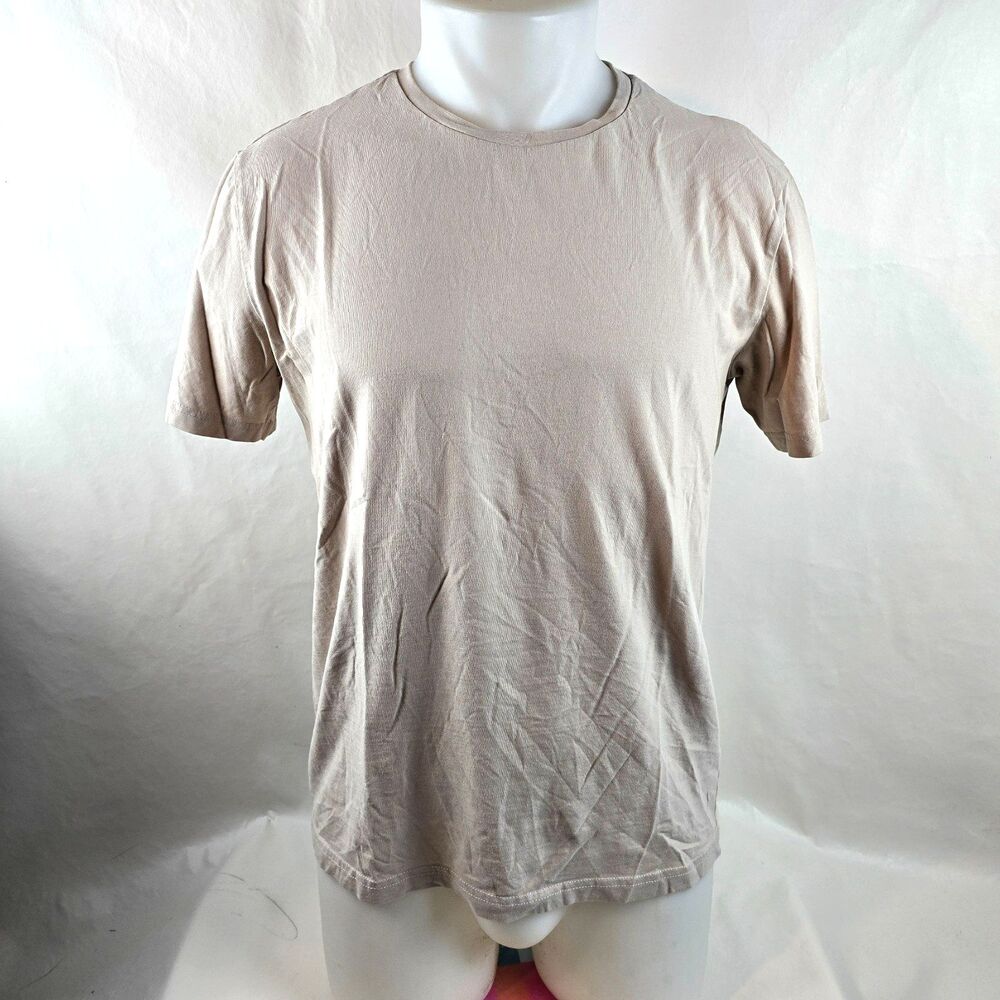 Projek Raw T Shirt Mens Medium Beige Casual Minimalist Crew Neck Soft Cotton
